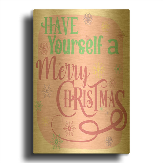 'Merry Christmas 25B' By Jean Plout Gold Metal Wall Art