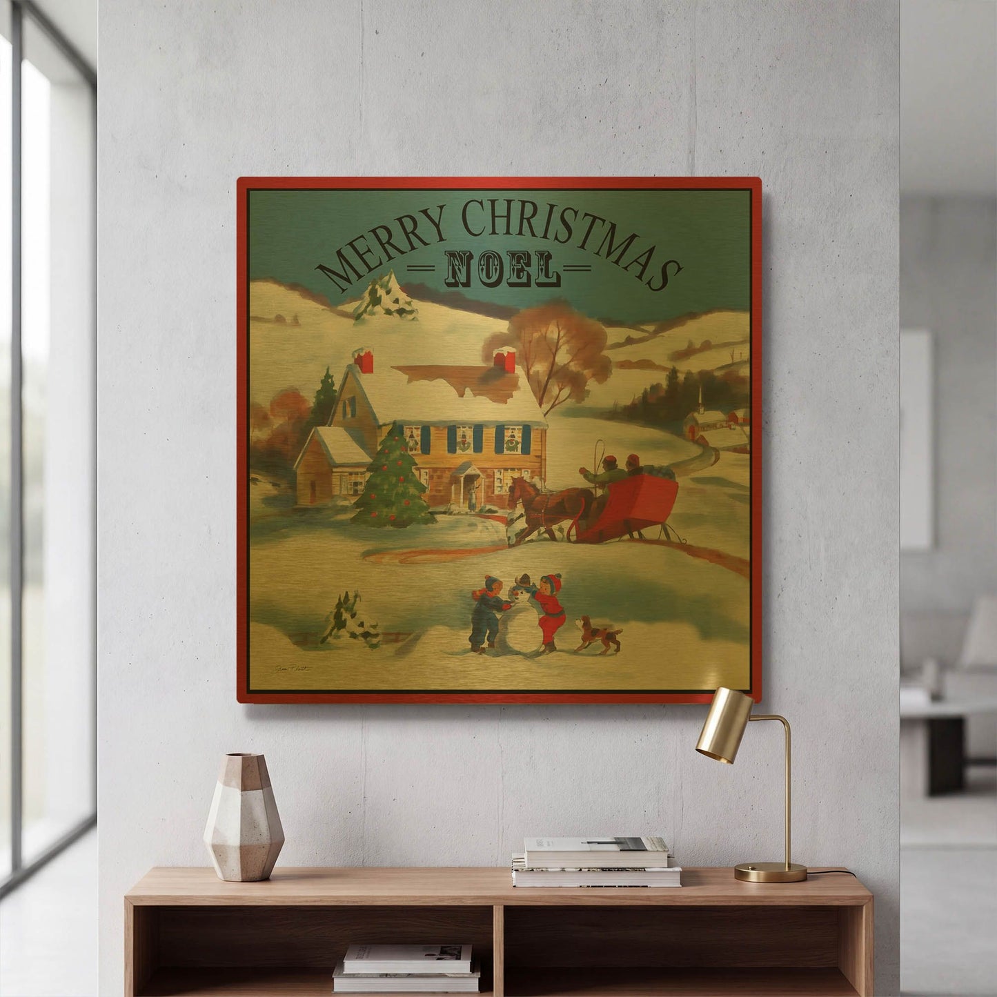 'Merry Christmas Noel' By Jean Plout Gold Metal Wall Art