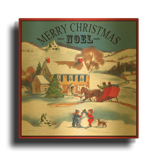 'Merry Christmas Noel' By Jean Plout Gold Metal Wall Art