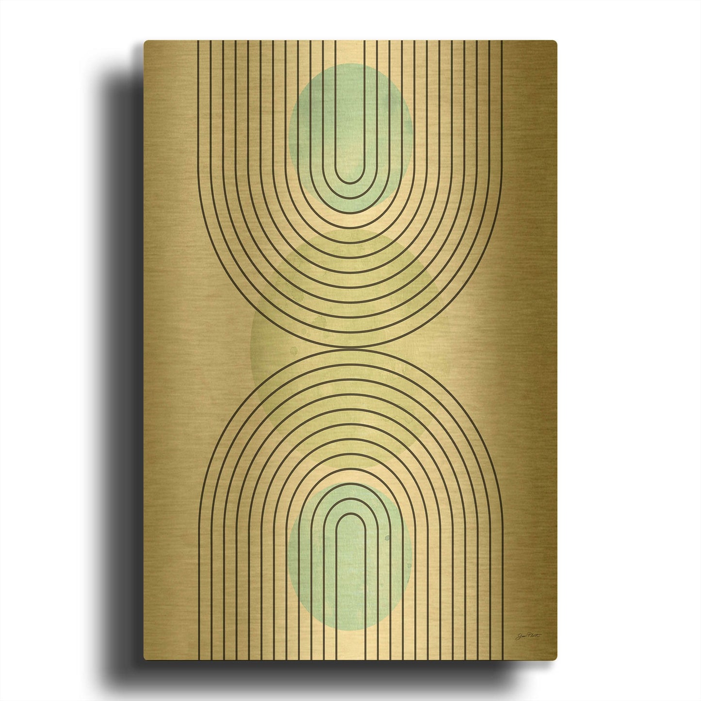 'Mid Century Boho 2' By Jean Plout Gold Metal Wall Art
