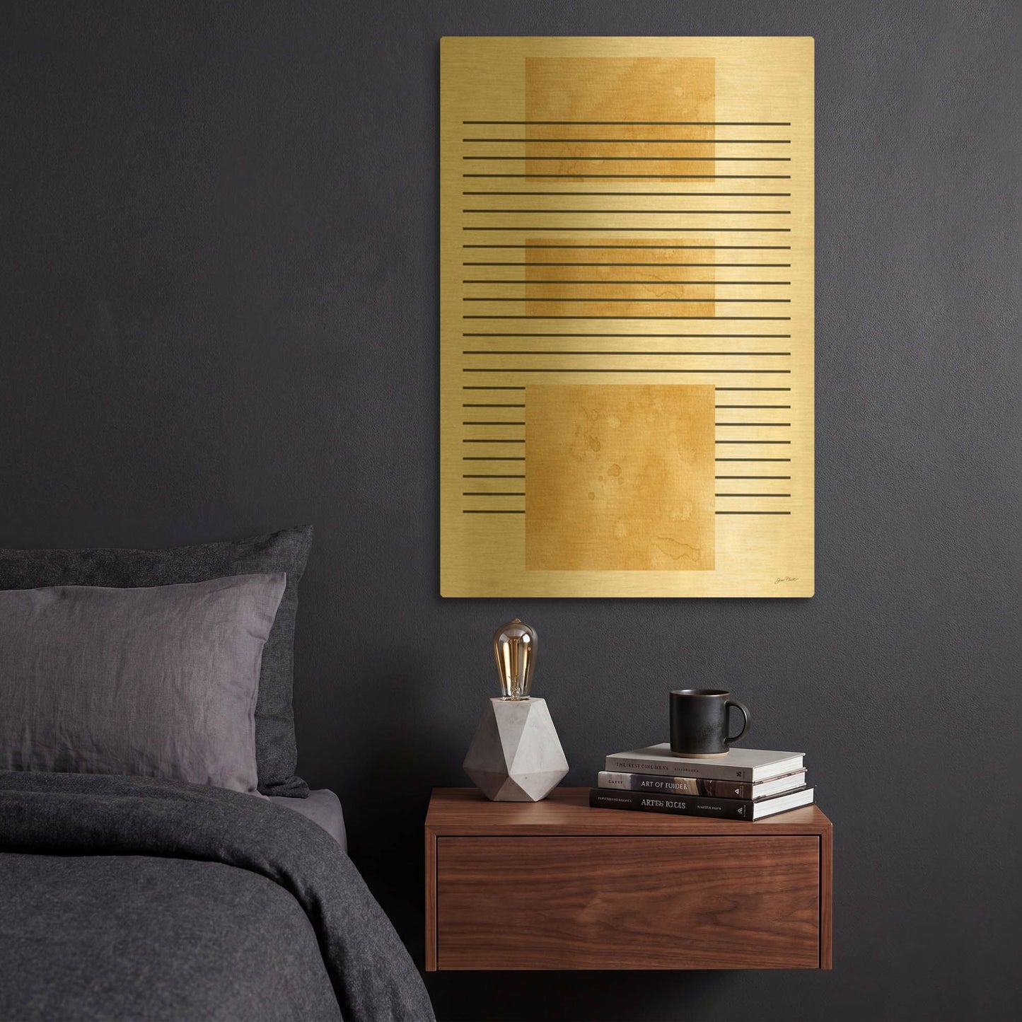 'Mid Century Boho 3' By Jean Plout Gold Metal Wall Art
