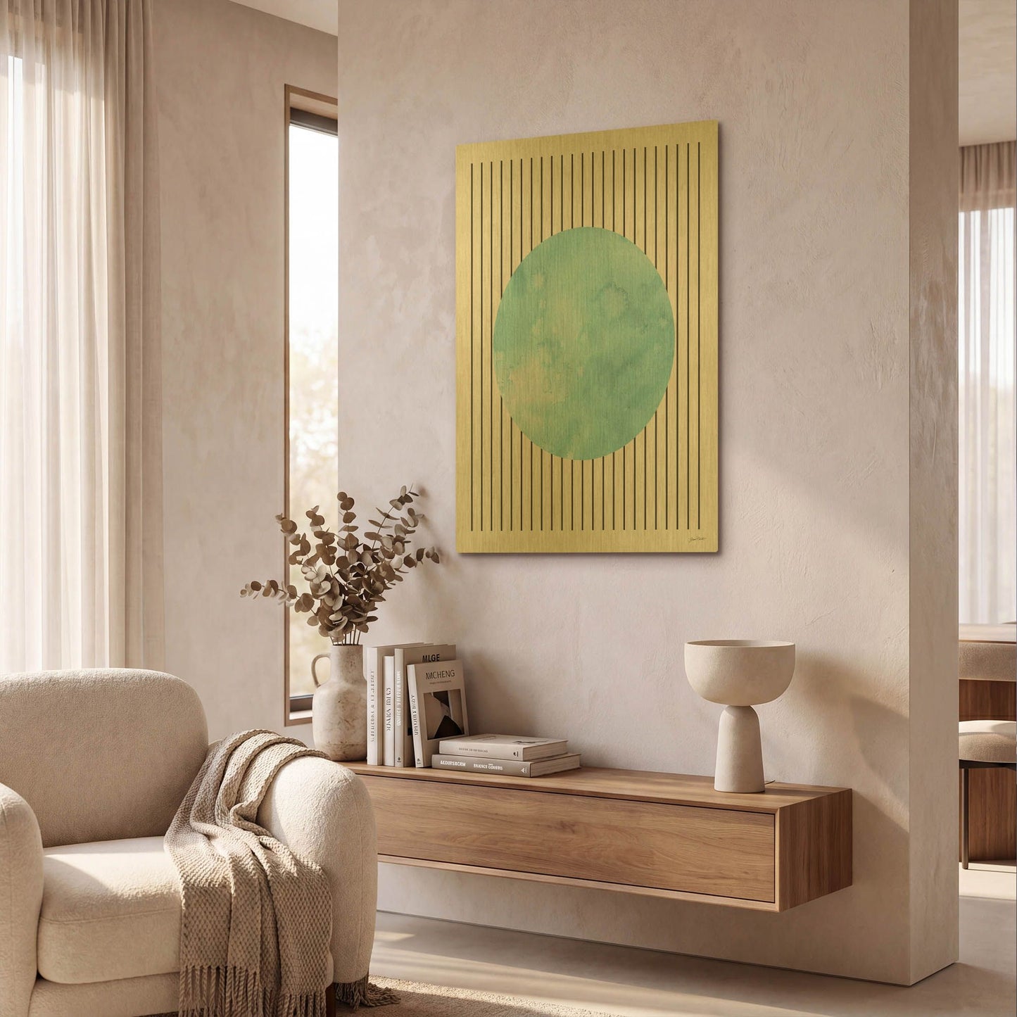 'Mid Century Boho 4' By Jean Plout Gold Metal Wall Art