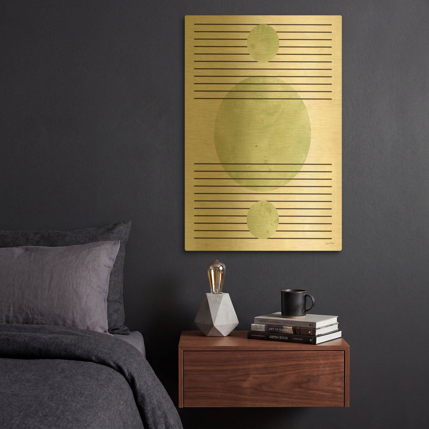 'Mid Century Boho 5' By Jean Plout Gold Metal Wall Art