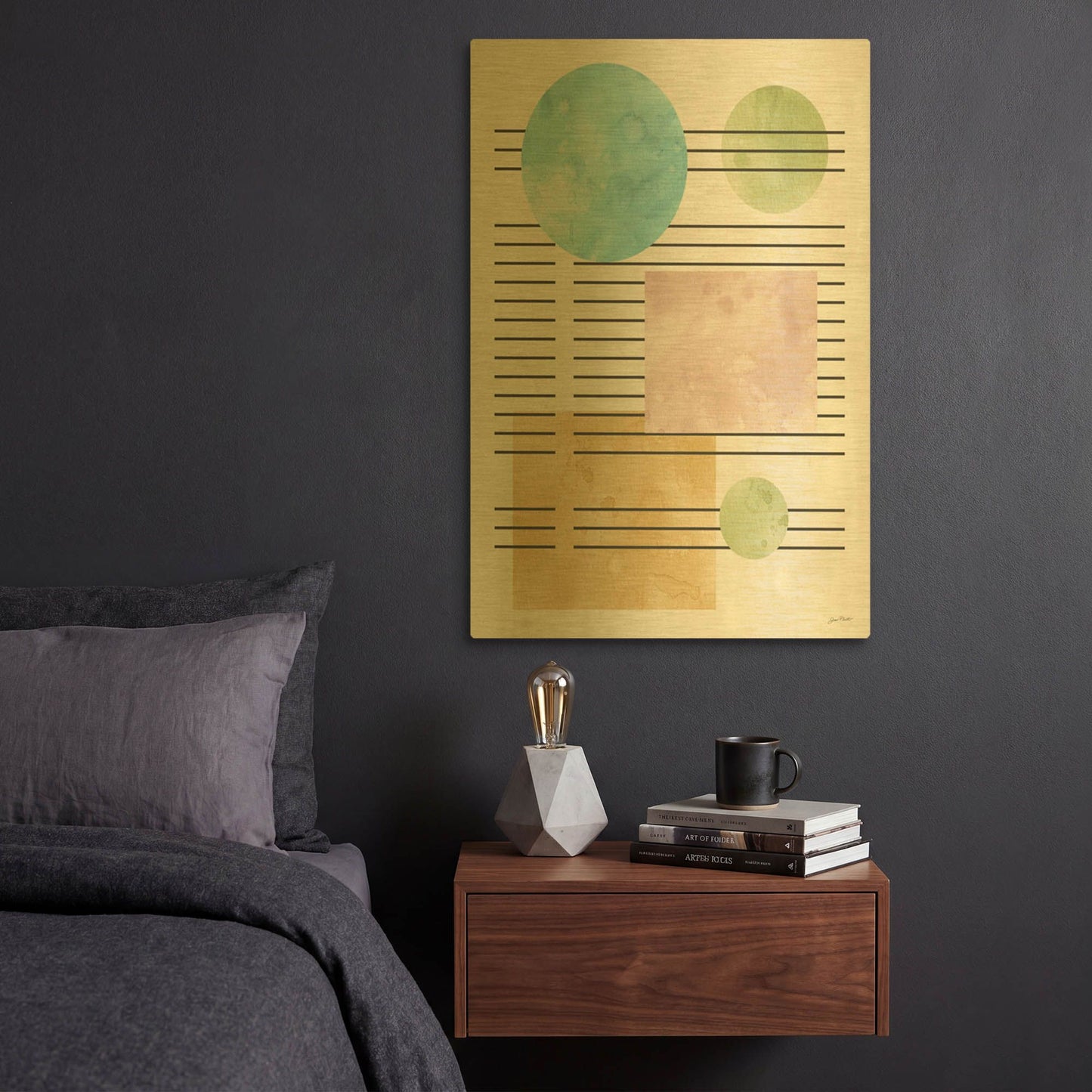 'Mid Century Boho 7' By Jean Plout Gold Metal Wall Art