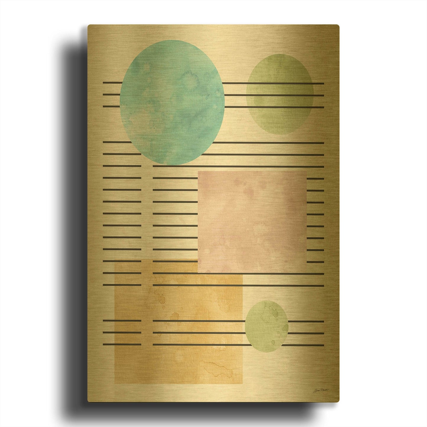'Mid Century Boho 7' By Jean Plout Gold Metal Wall Art