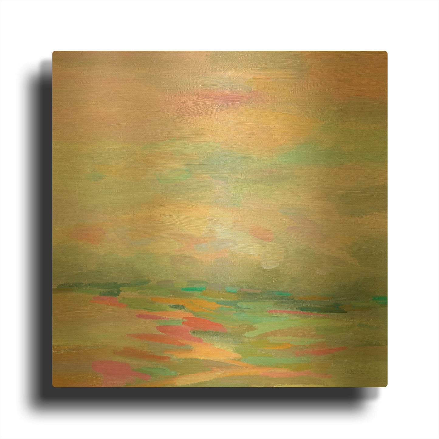 'Pastel Fields' By Silvia Vassileva Gold Metal Wall Art