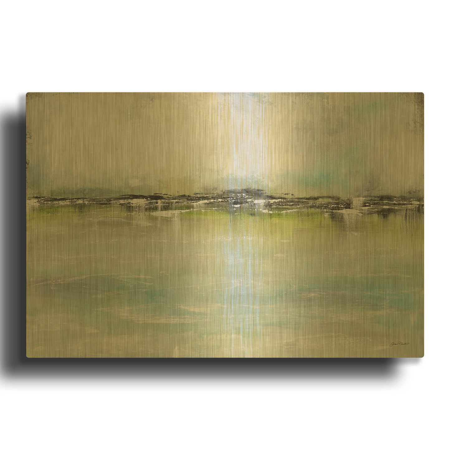 'Misty Blue B' By Jean Plout Gold Metal Wall Art