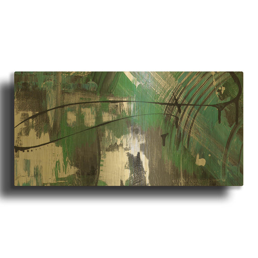'Moody Blues Abstract A' By Jean Plout Gold Metal Wall Art