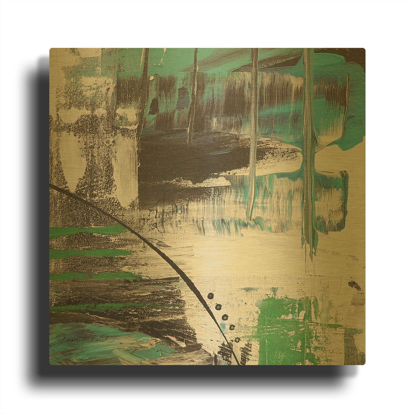 'Moody Blues Abstract B' By Jean Plout Gold Metal Wall Art