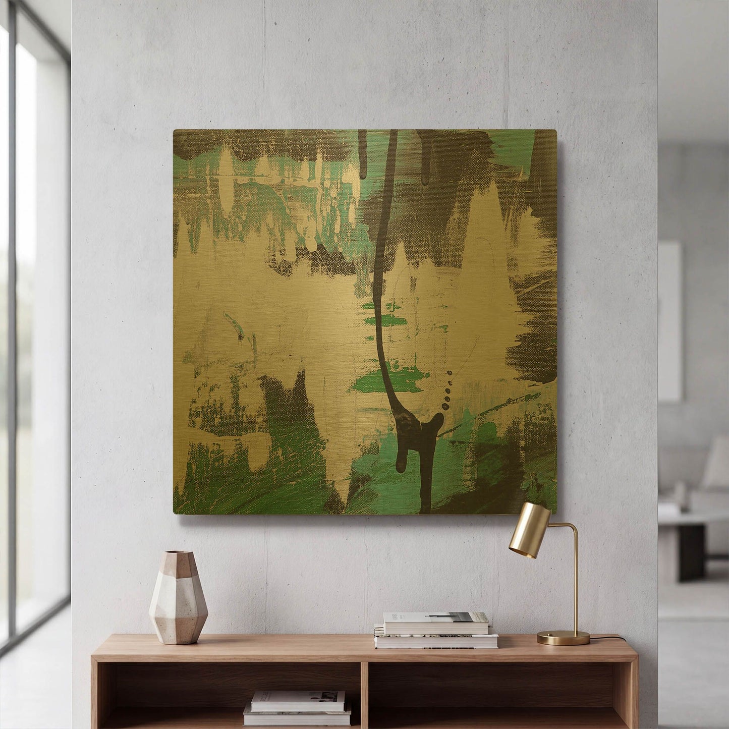 'Moody Blues Abstract C' By Jean Plout Gold Metal Wall Art