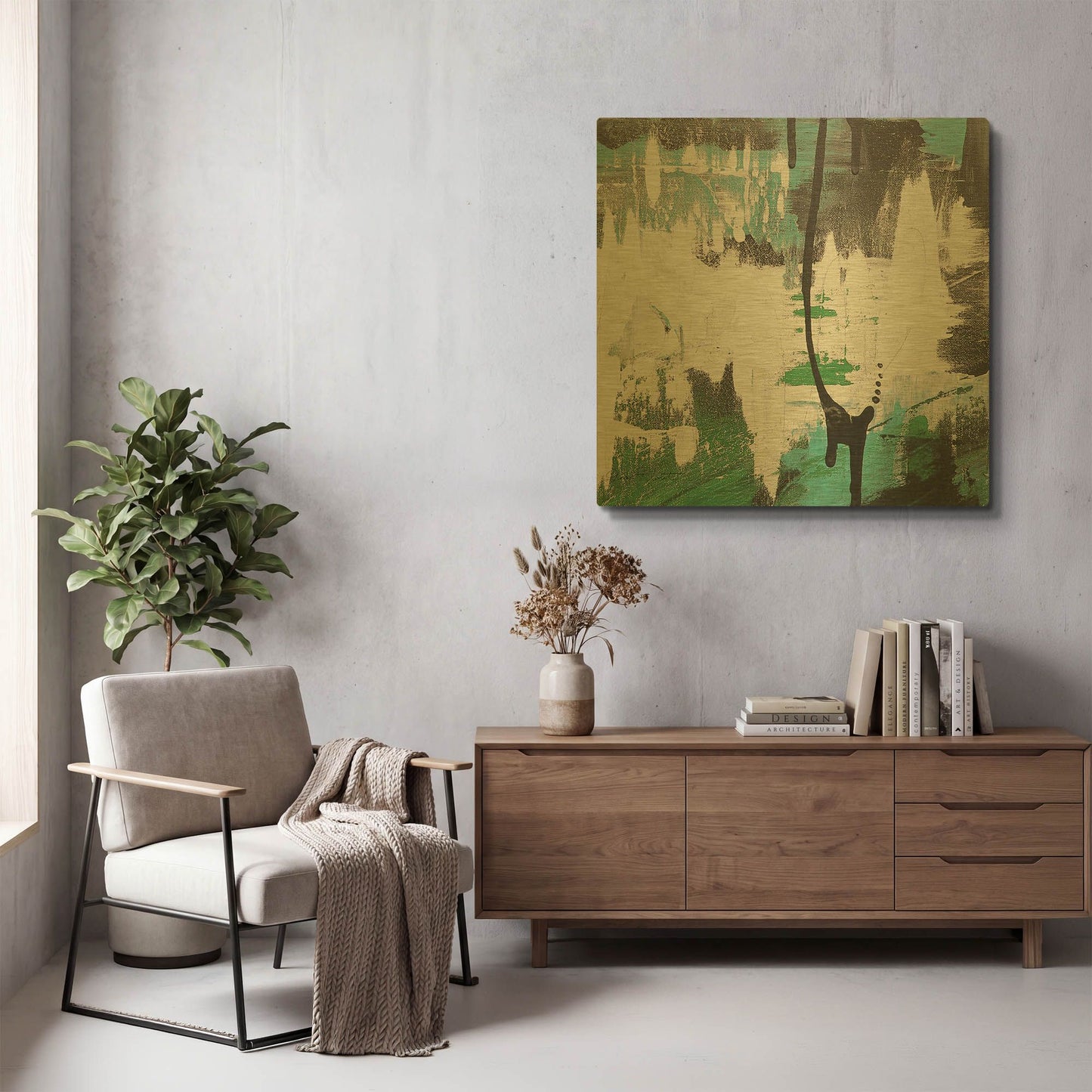 'Moody Blues Abstract C' By Jean Plout Gold Metal Wall Art