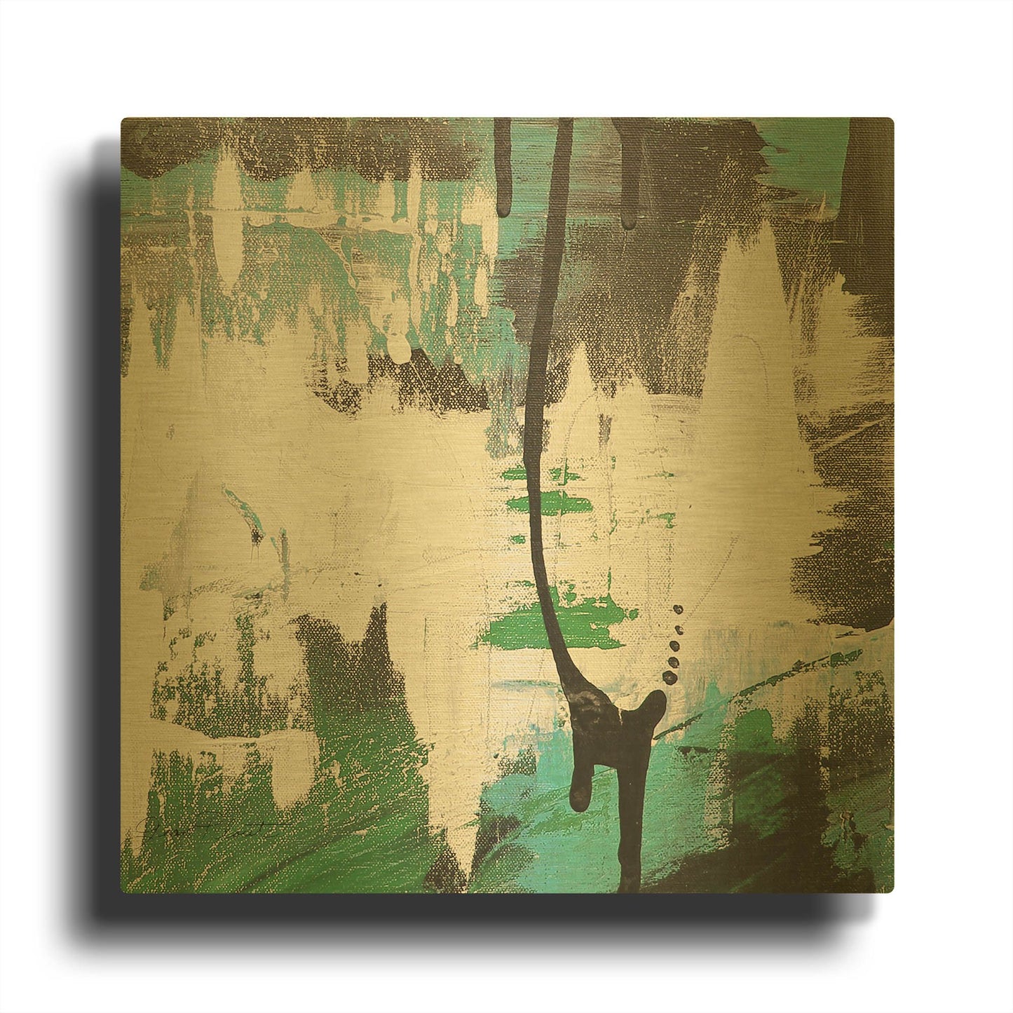 'Moody Blues Abstract C' By Jean Plout Gold Metal Wall Art