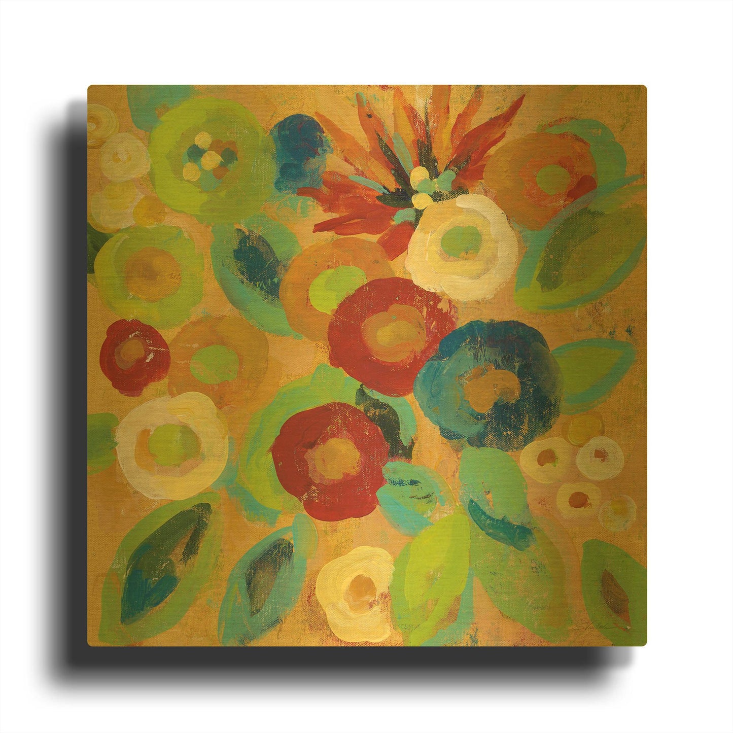 'Flower Market II' By Silvia Vassileva Gold Metal Wall Art