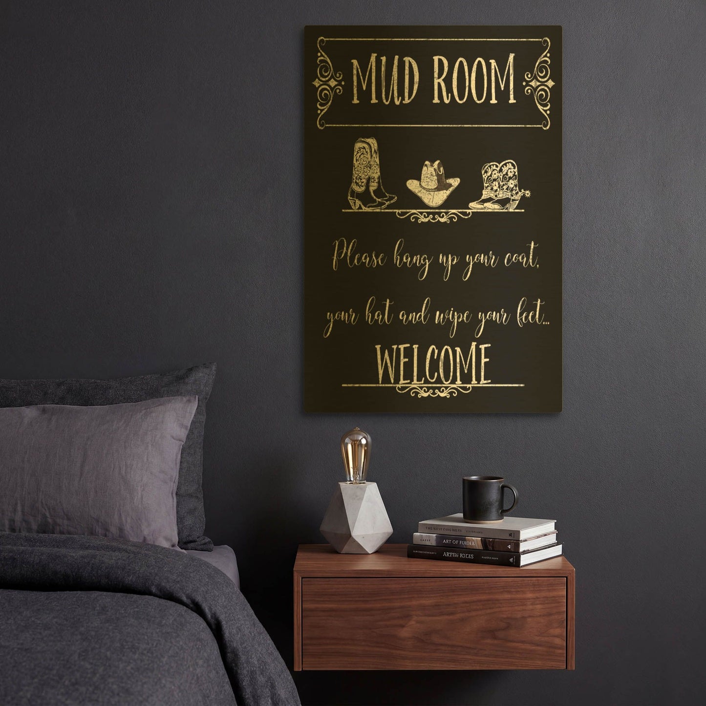 'Mud Room D' By Jean Plout Gold Metal Wall Art