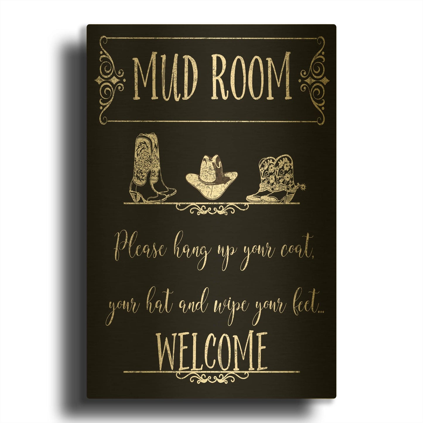 'Mud Room D' By Jean Plout Gold Metal Wall Art