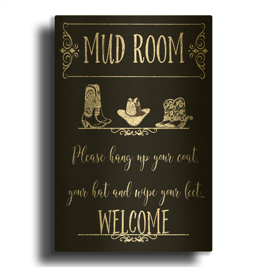 'Mud Room D' By Jean Plout Gold Metal Wall Art