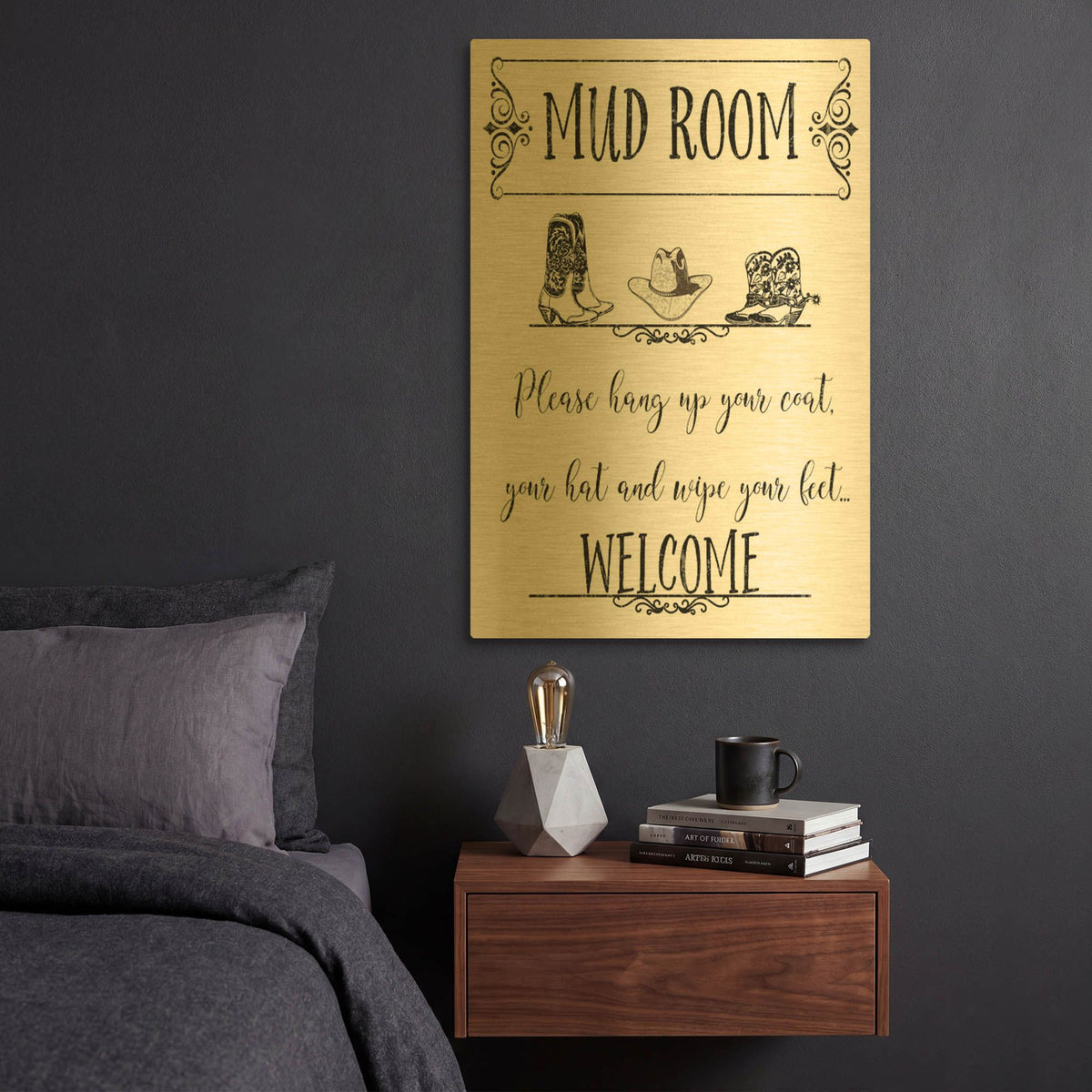 'Mud Room E' By Jean Plout Gold Metal Wall Art