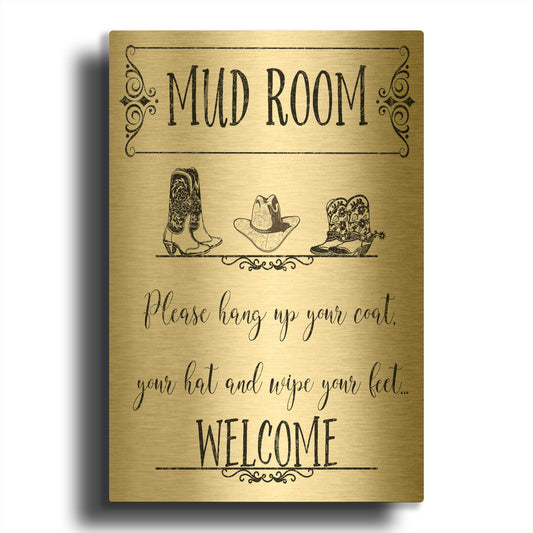 'Mud Room E' By Jean Plout Gold Metal Wall Art