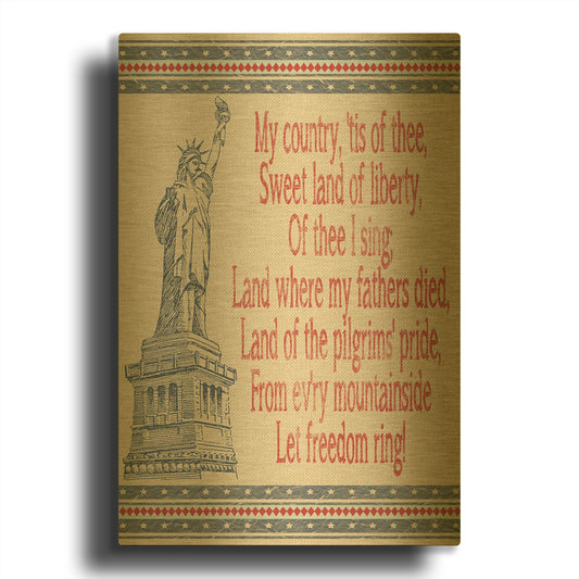 'My Country A White' By Jean Plout Gold Metal Wall Art