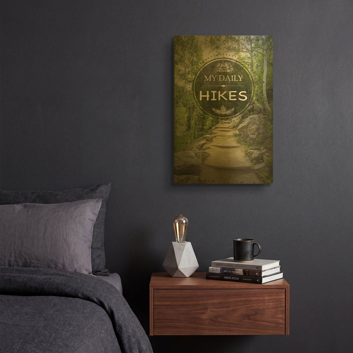 'My Daily Hikes' By Jean Plout Gold Metal Wall Art