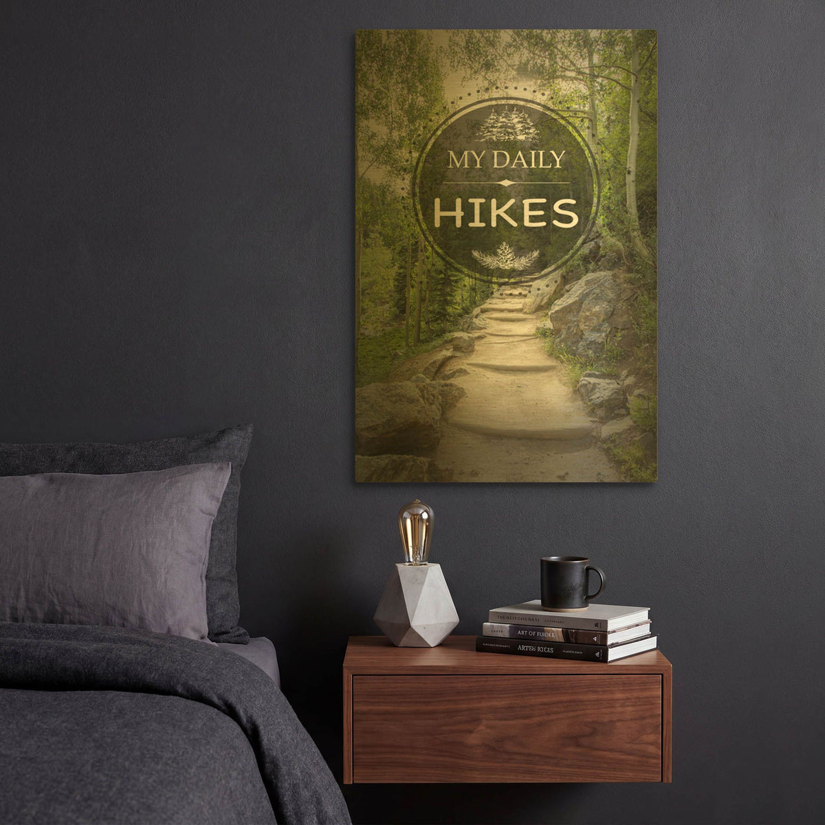 'My Daily Hikes' By Jean Plout Gold Metal Wall Art