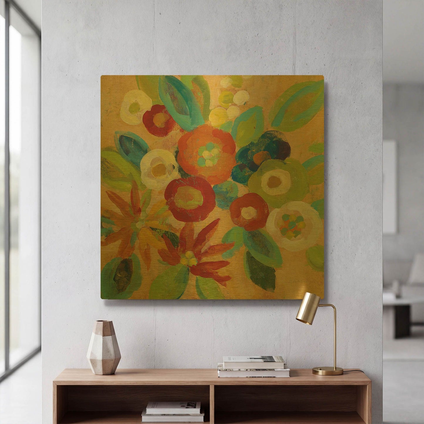 'Flower Market III' By Silvia Vassileva Gold Metal Wall Art