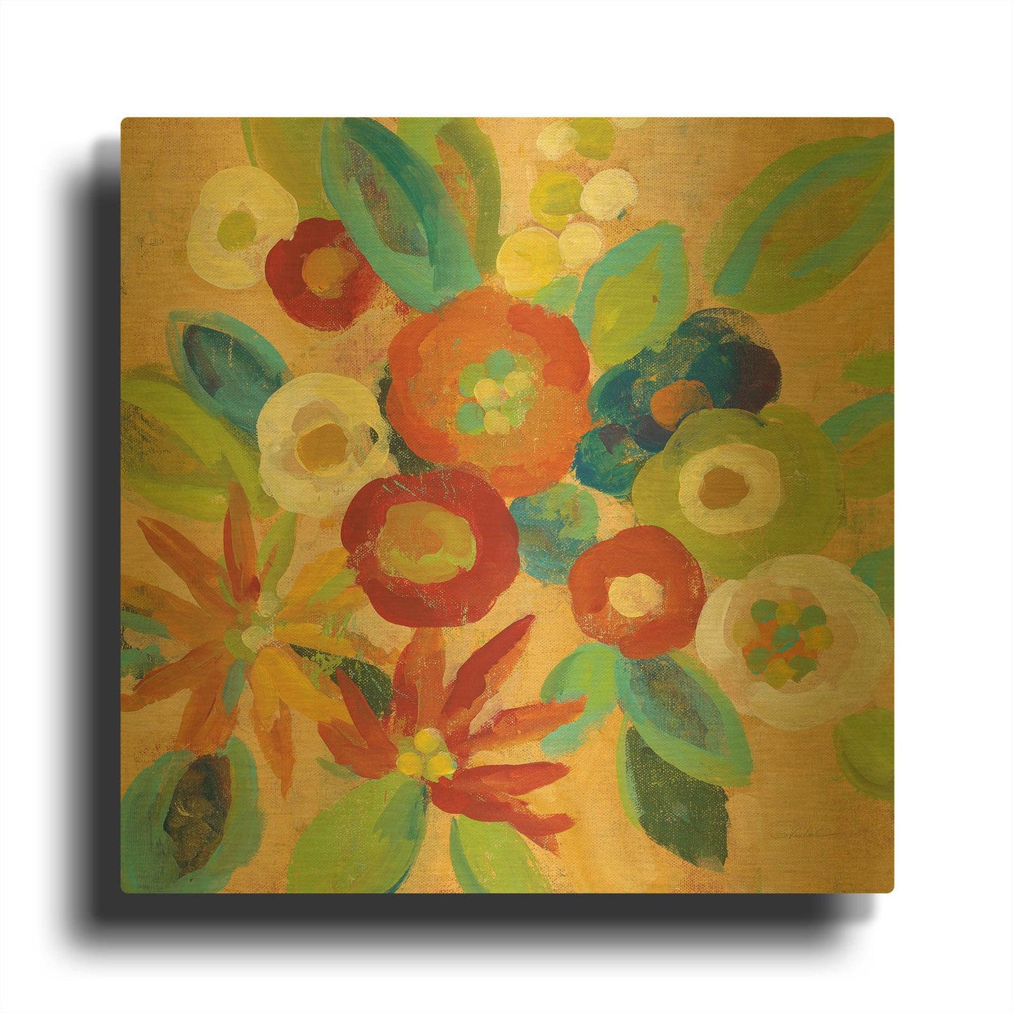 'Flower Market III' By Silvia Vassileva Gold Metal Wall Art