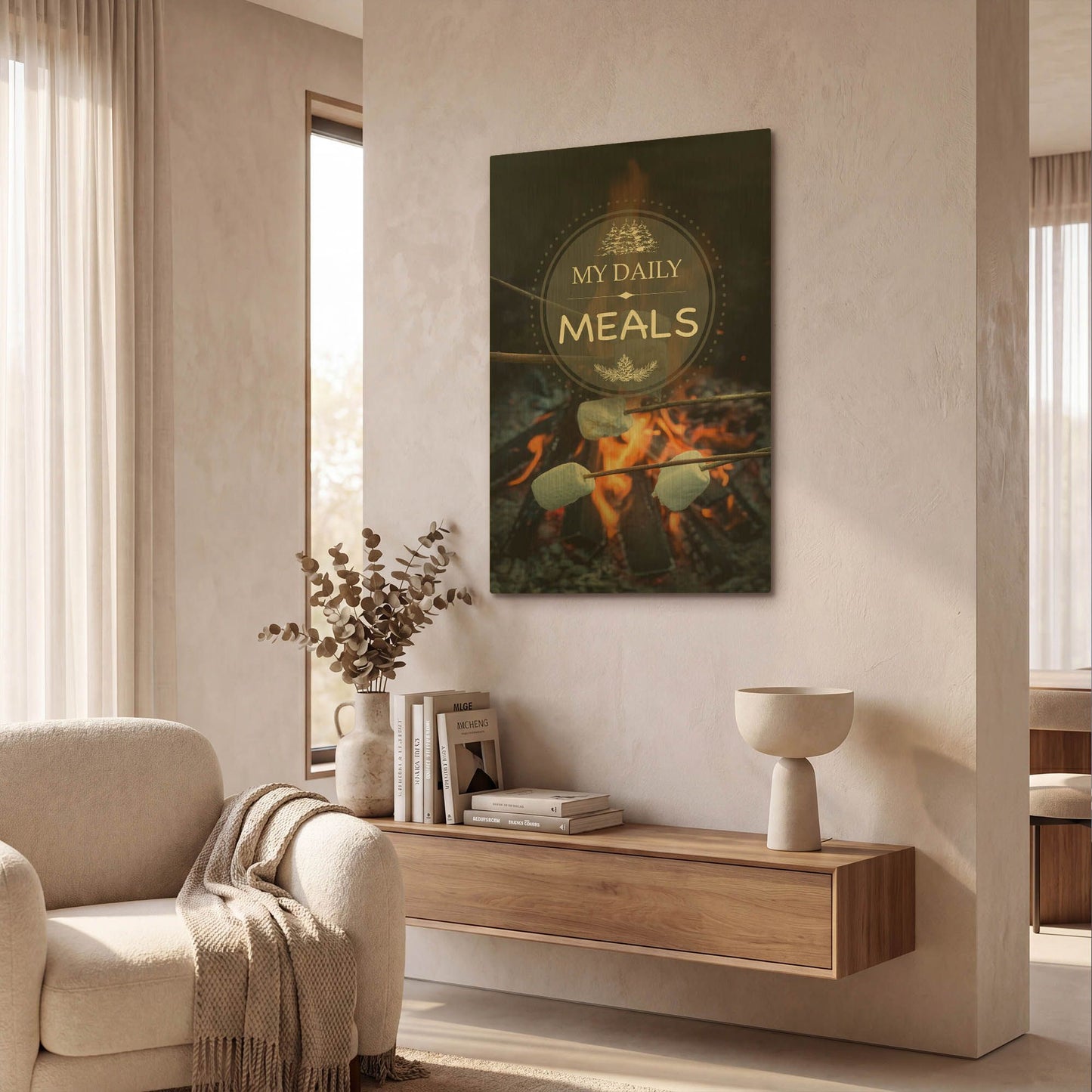 'My Daily Meals' By Jean Plout Gold Metal Wall Art