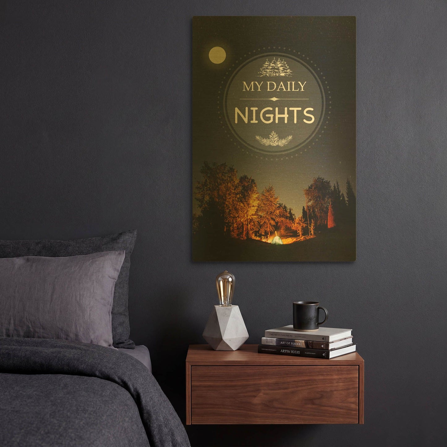 'My Daily Nights' By Jean Plout Gold Metal Wall Art