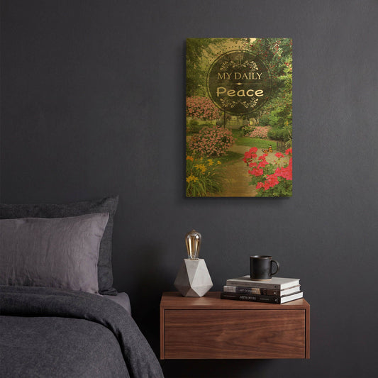 'My Daily Peace' By Jean Plout Gold Metal Wall Art