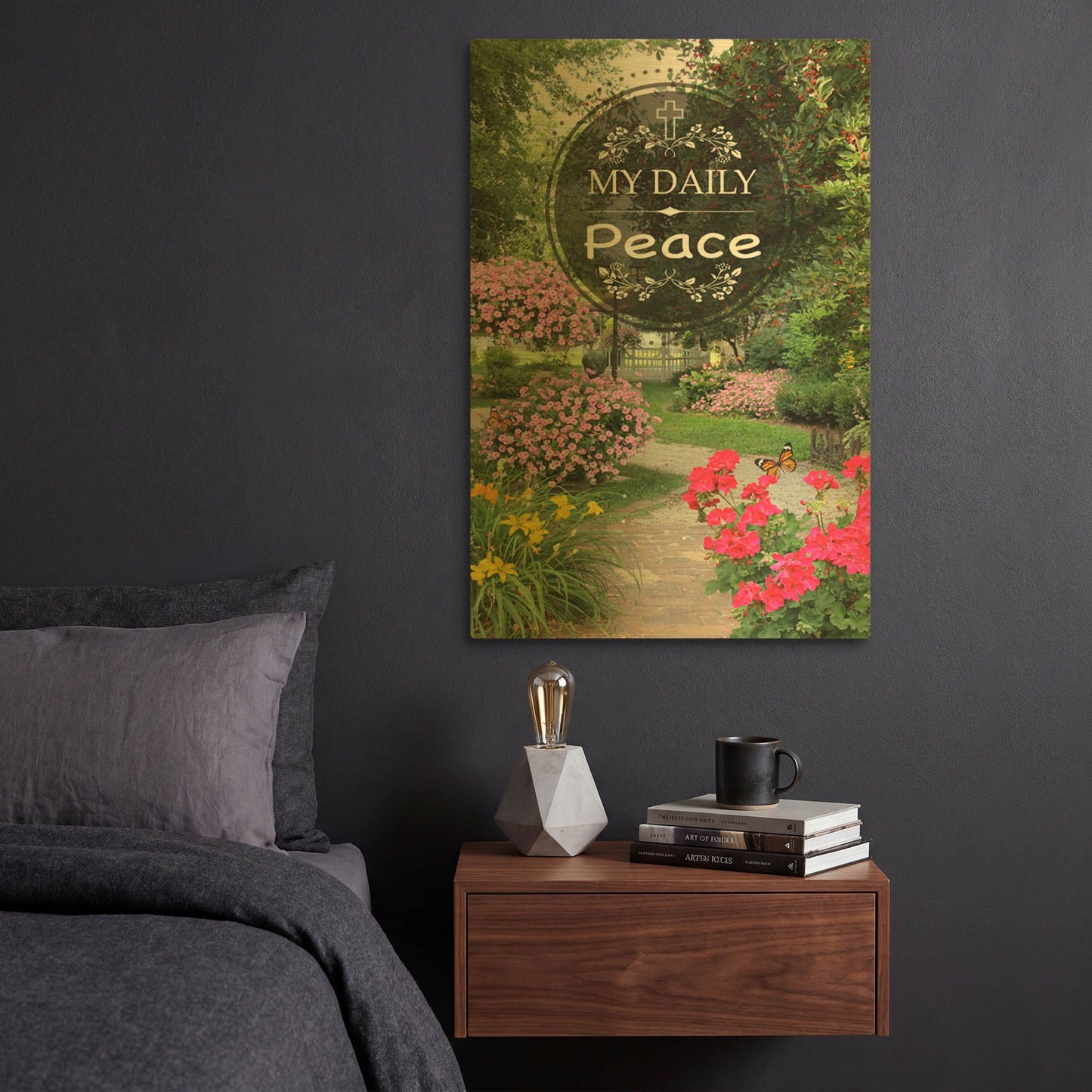 'My Daily Peace' By Jean Plout Gold Metal Wall Art