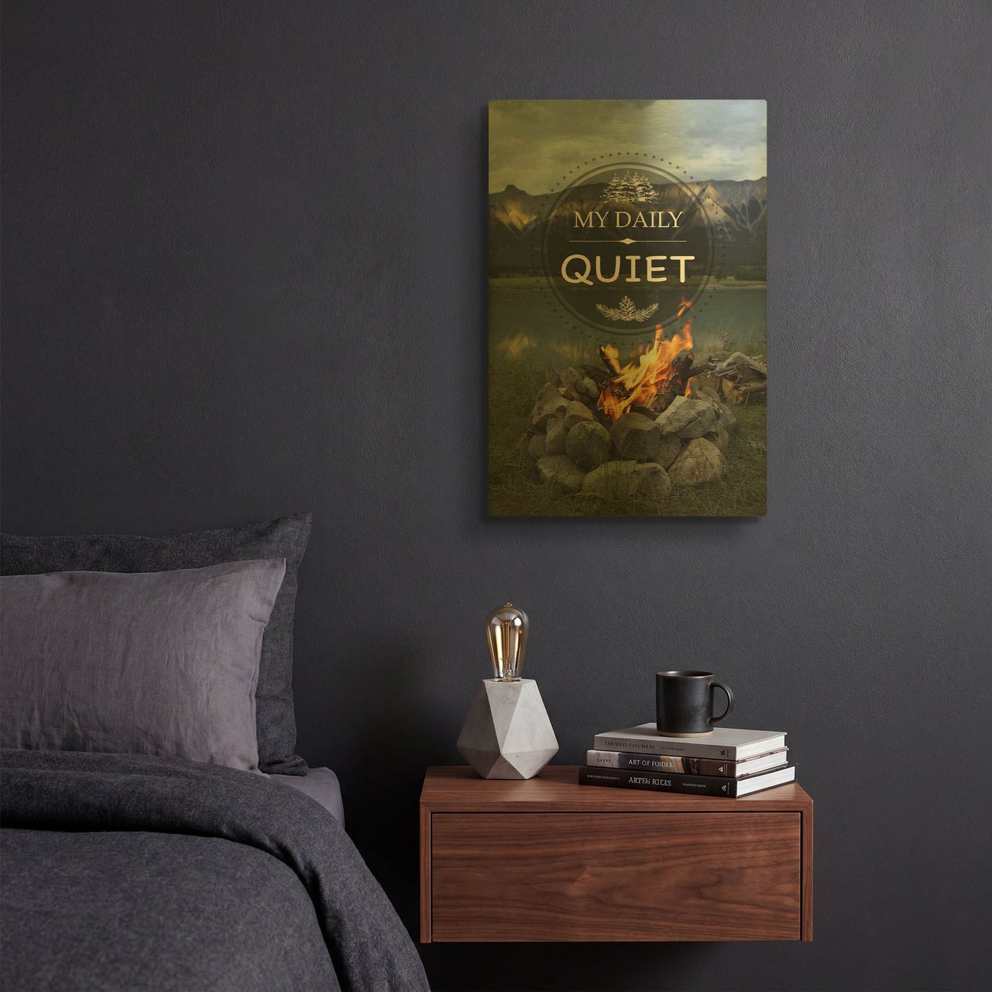'My Daily Quiet' By Jean Plout Gold Metal Wall Art