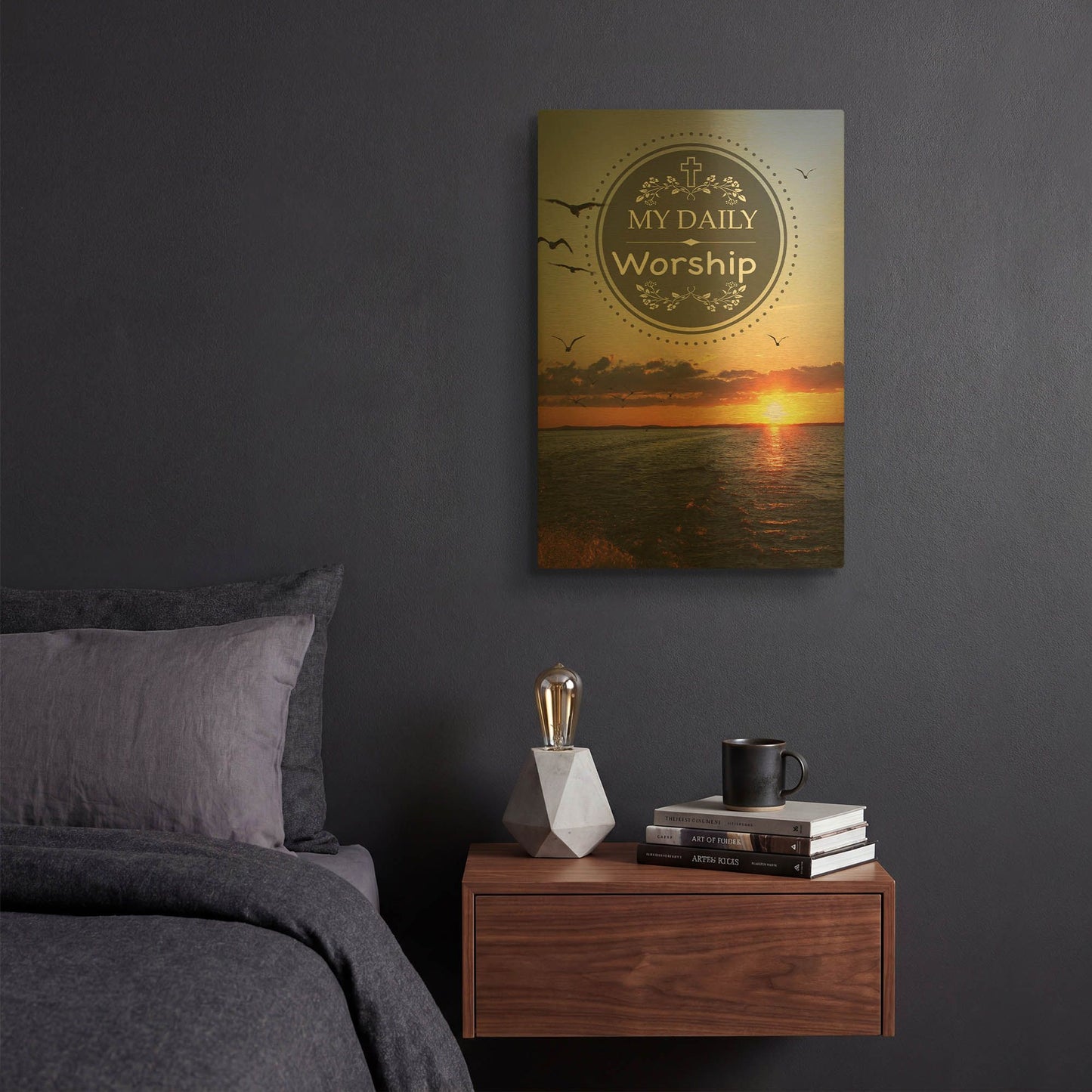 'My Daily Worship' By Jean Plout Gold Metal Wall Art