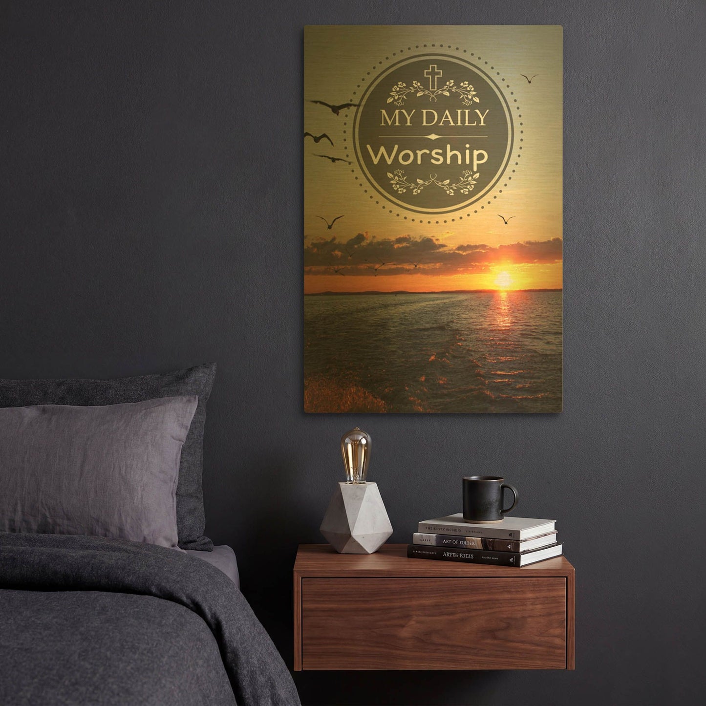 'My Daily Worship' By Jean Plout Gold Metal Wall Art
