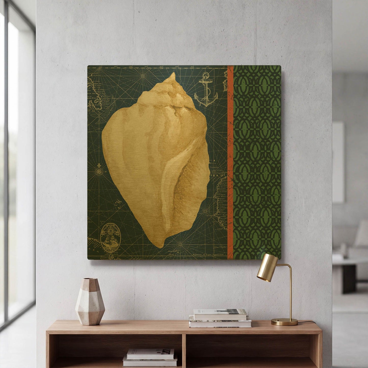 'Nautical Blues A' By Jean Plout Gold Metal Wall Art