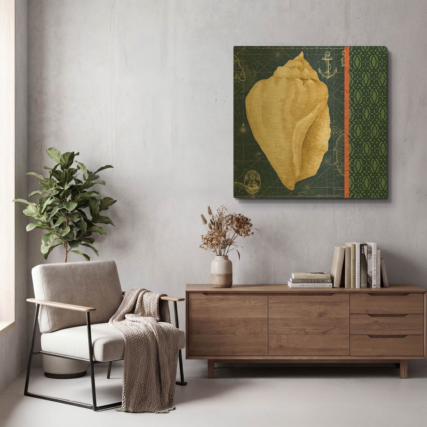 'Nautical Blues A' By Jean Plout Gold Metal Wall Art