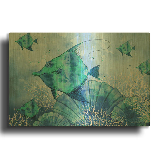 'Ocean Blues A' By Jean Plout Gold Metal Wall Art