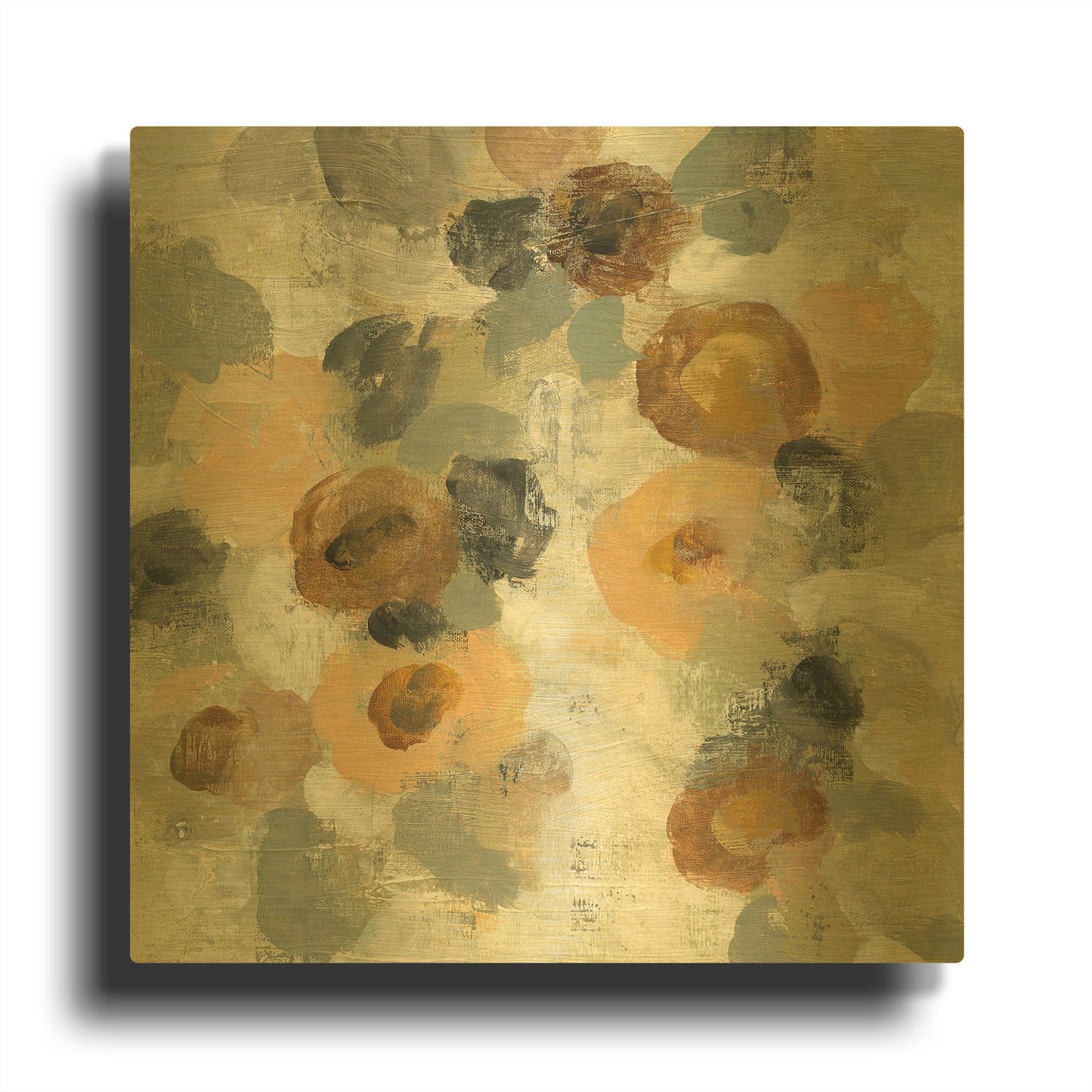 'Neutral Floral III' By Silvia Vassileva Gold Metal Wall Art