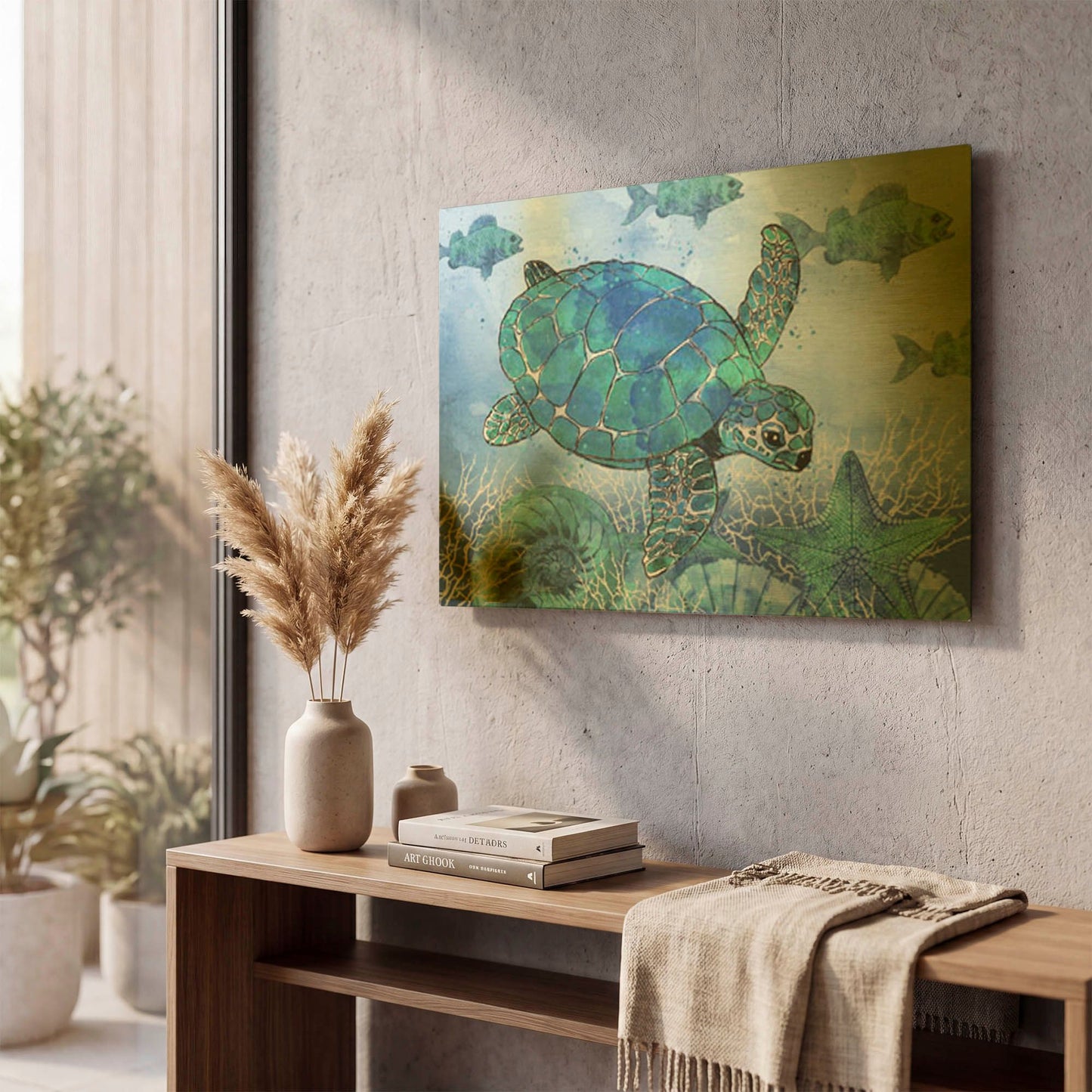 'Ocean Blues C' By Jean Plout Gold Metal Wall Art