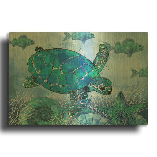 'Ocean Blues C' By Jean Plout Gold Metal Wall Art