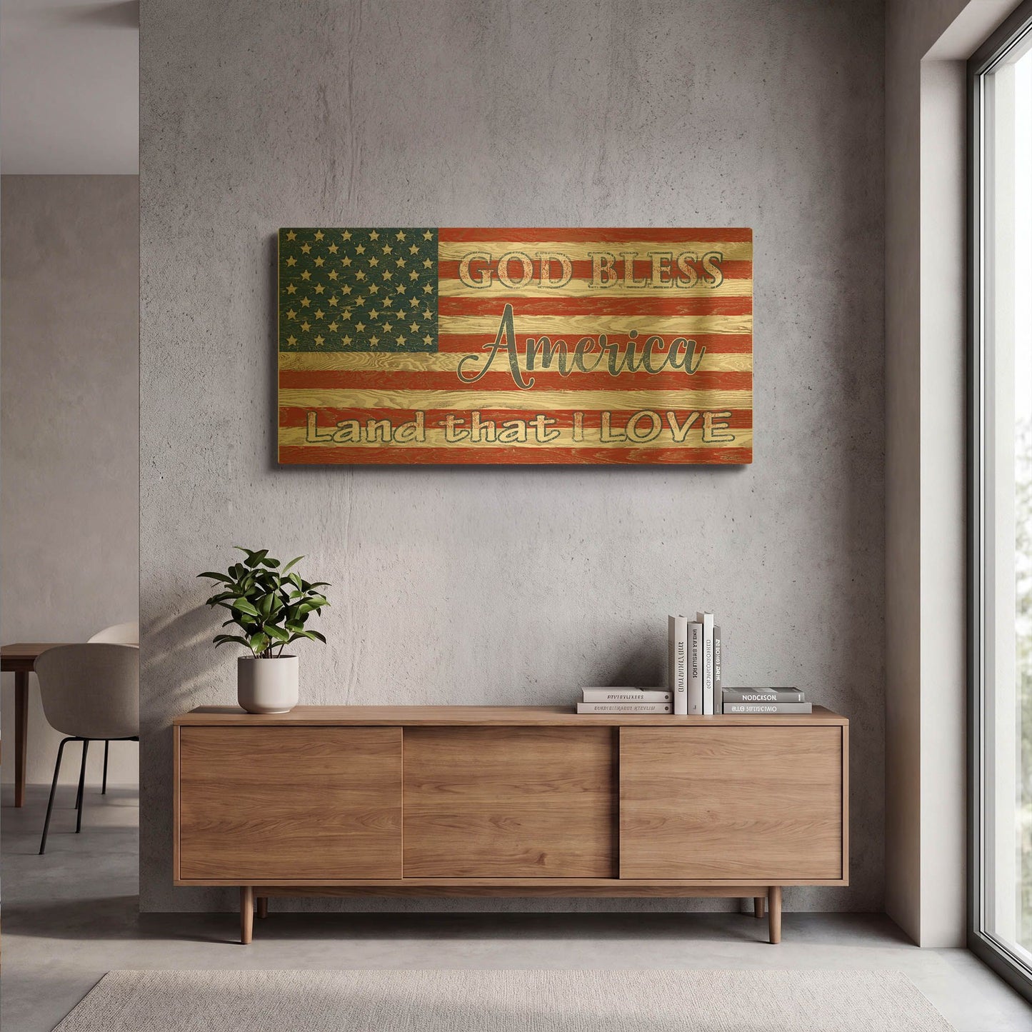 'Old Glory On Wood B' By Jean Plout Gold Metal Wall Art