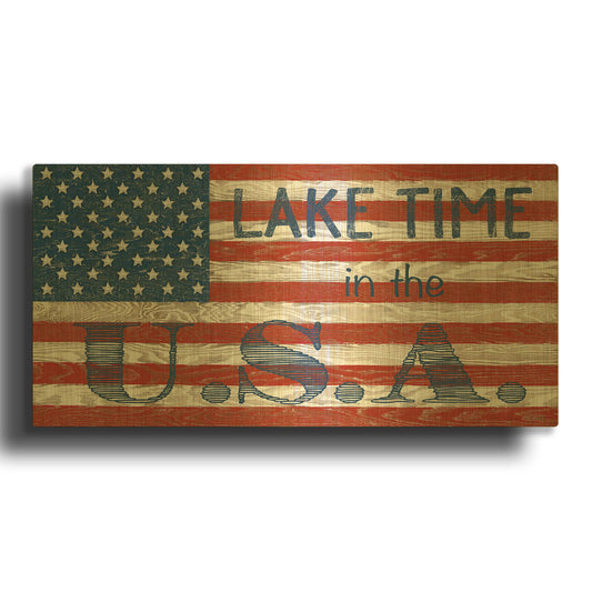 'Old Glory On Wood C' By Jean Plout Gold Metal Wall Art