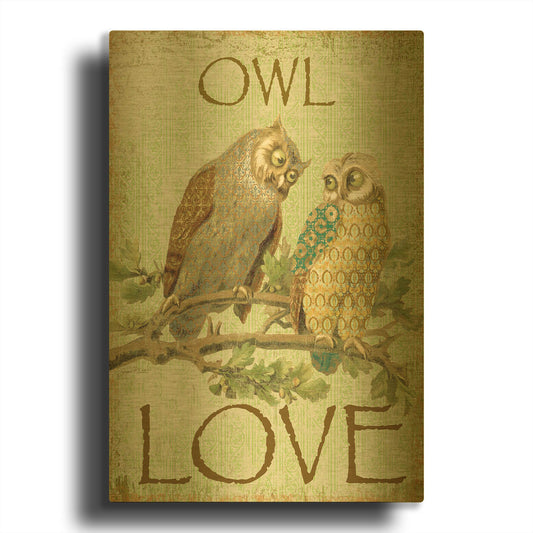 'Owl Love' By Jean Plout Gold Metal Wall Art