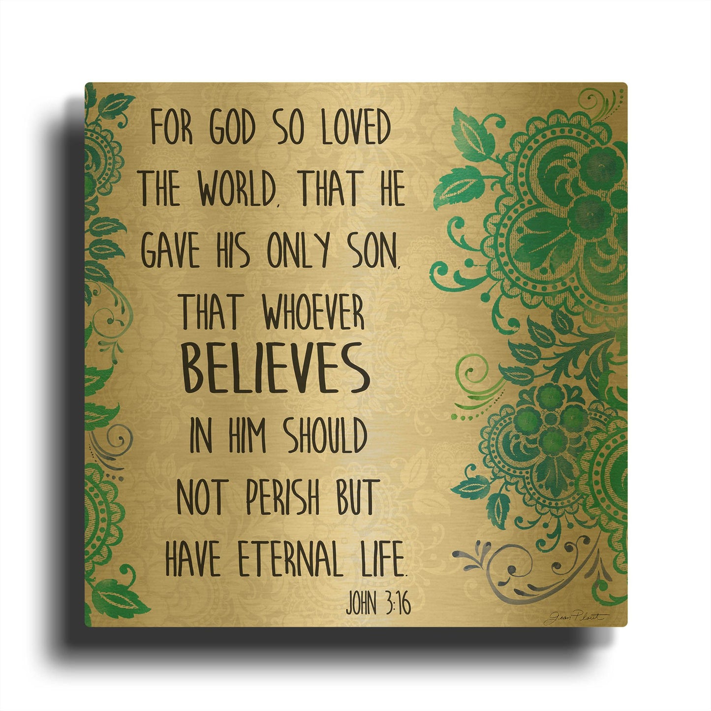 'Paisley Bible Verse A' By Jean Plout Gold Metal Wall Art