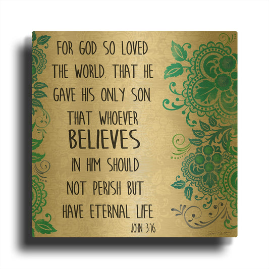 'Paisley Bible Verse A' By Jean Plout Gold Metal Wall Art