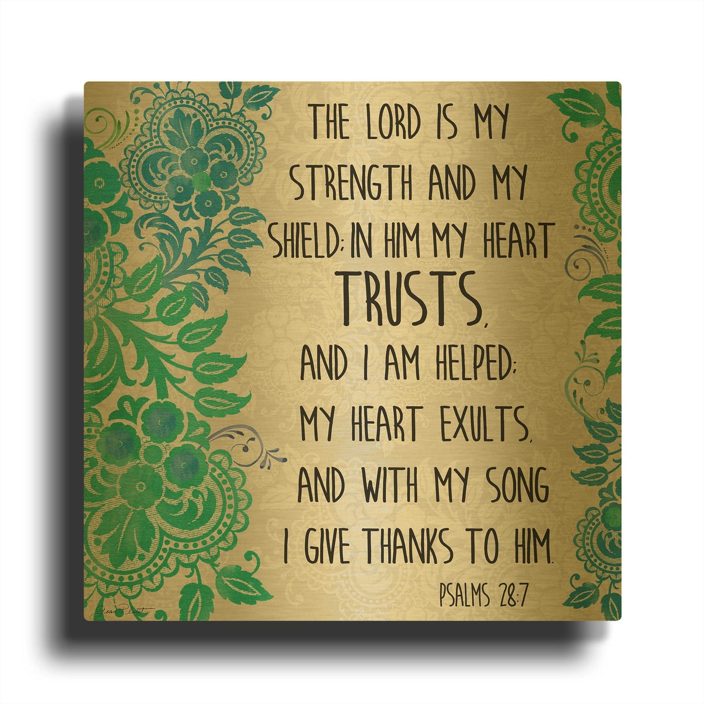 'Paisley Bible Verse B' By Jean Plout Gold Metal Wall Art