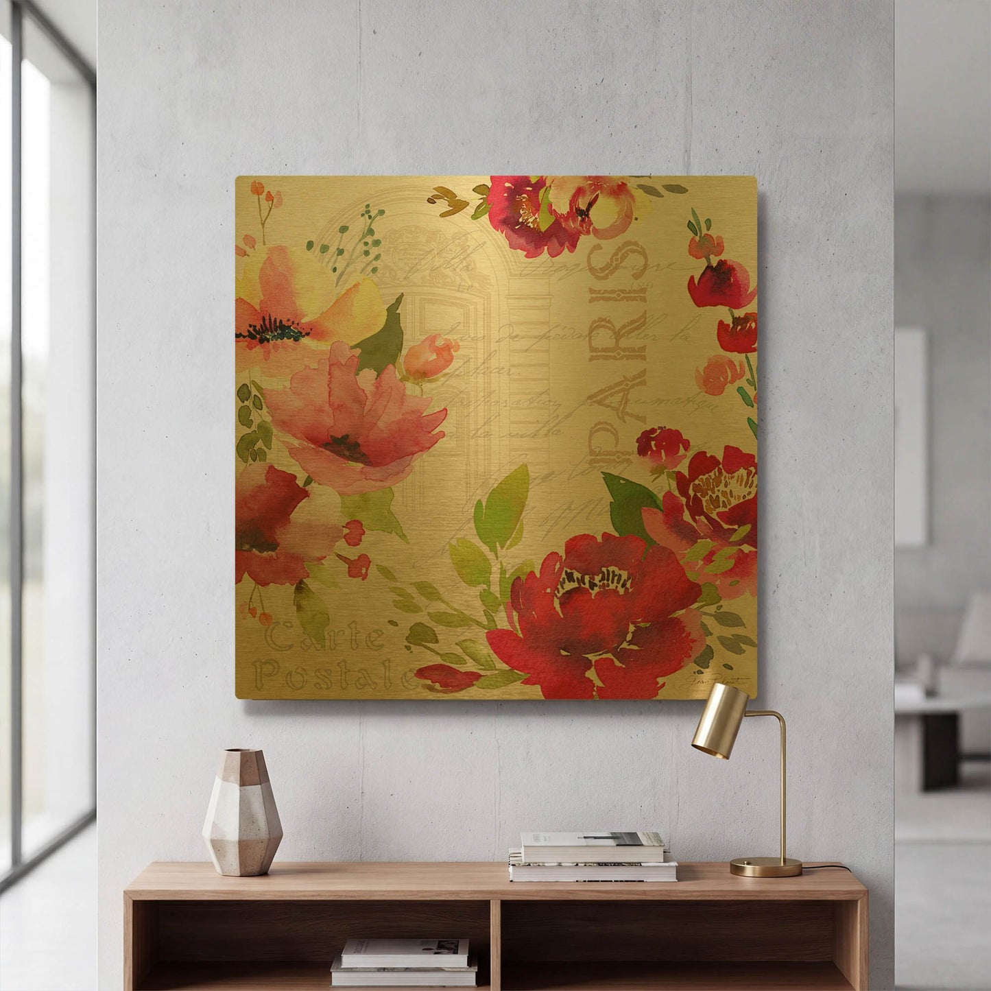 'Paris Blossoms A' By Jean Plout Gold Metal Wall Art