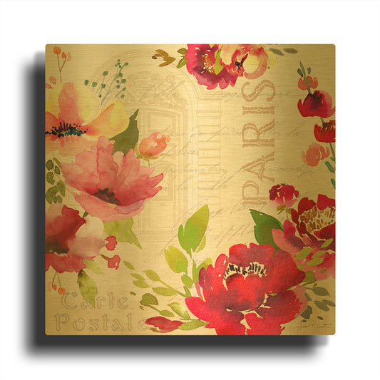 'Paris Blossoms A' By Jean Plout Gold Metal Wall Art
