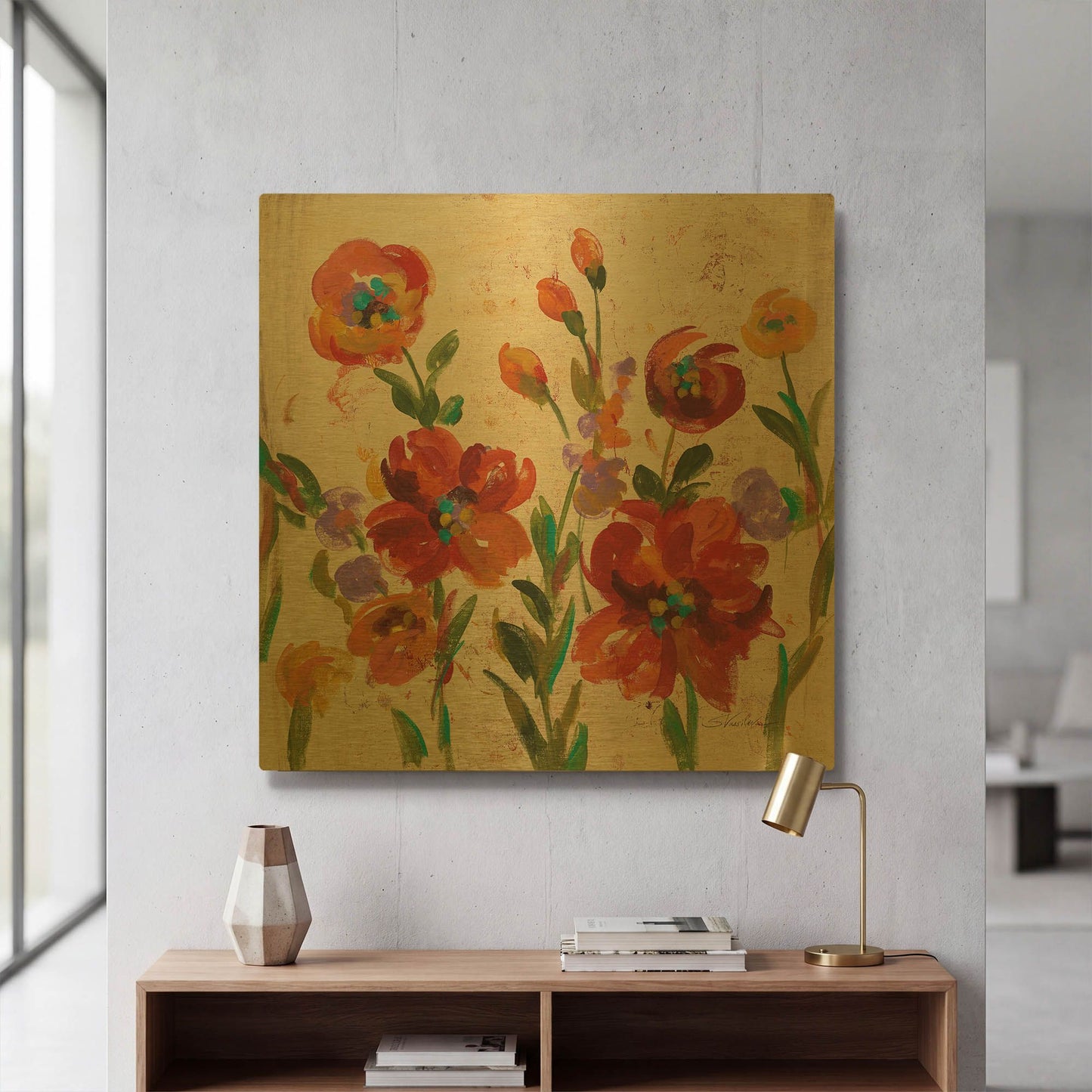 'July in the Garden II' By Silvia Vassileva Gold Metal Wall Art