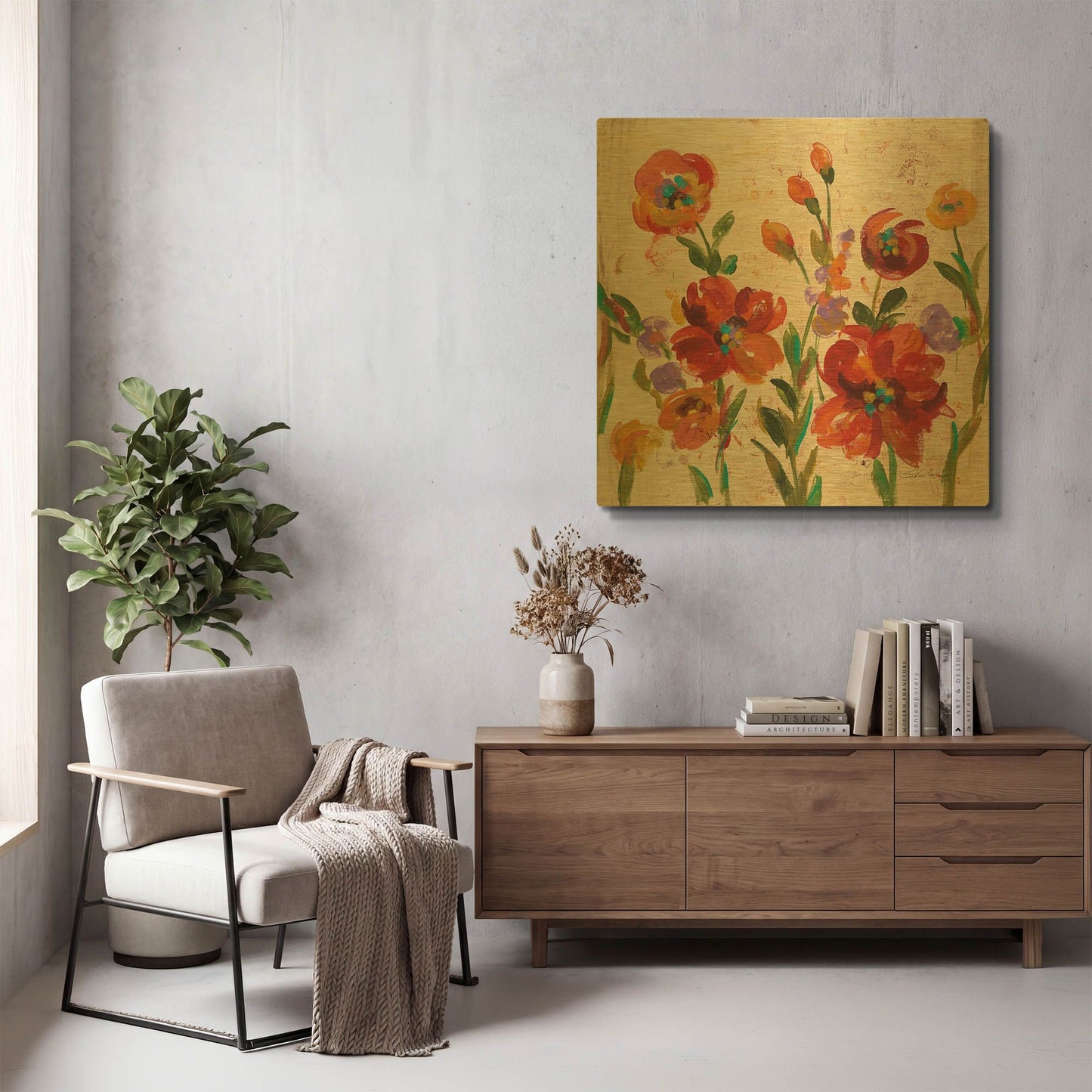 'July in the Garden II' By Silvia Vassileva Gold Metal Wall Art